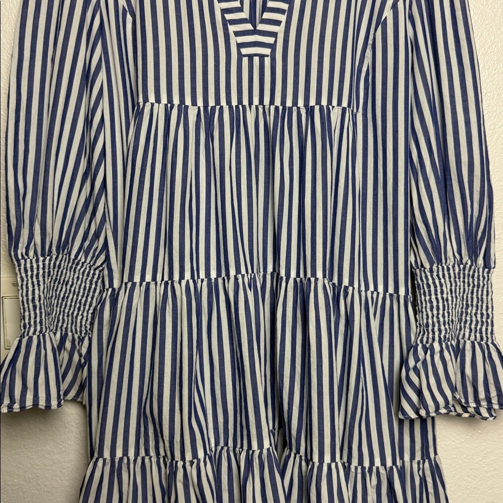 Pomander Kenzo Cotton Poplin Dress Blue White Mini Size Large - Picture 10 of 10